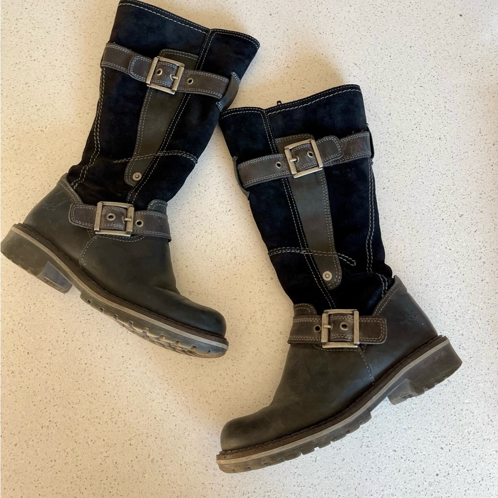 Bos&Co Black Suede and Leather Winter Boots